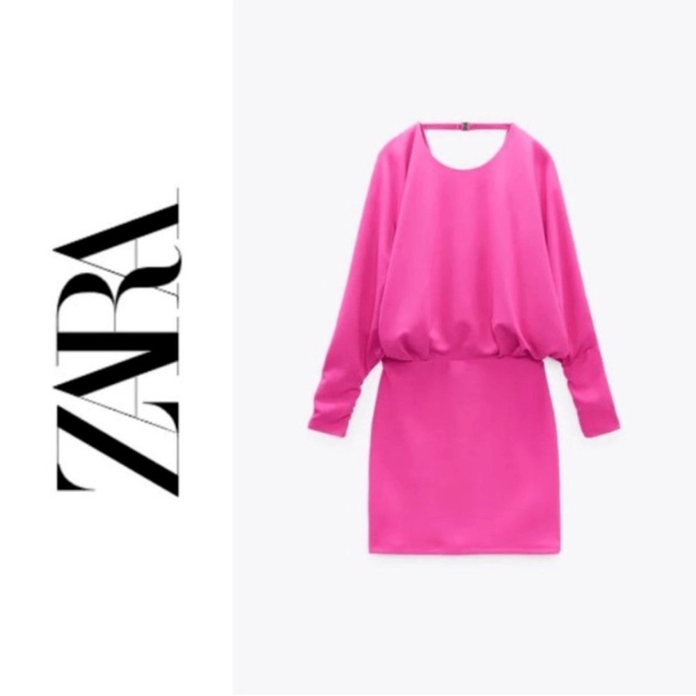 Zara Fuchsia Draped Open Back Mini Dress